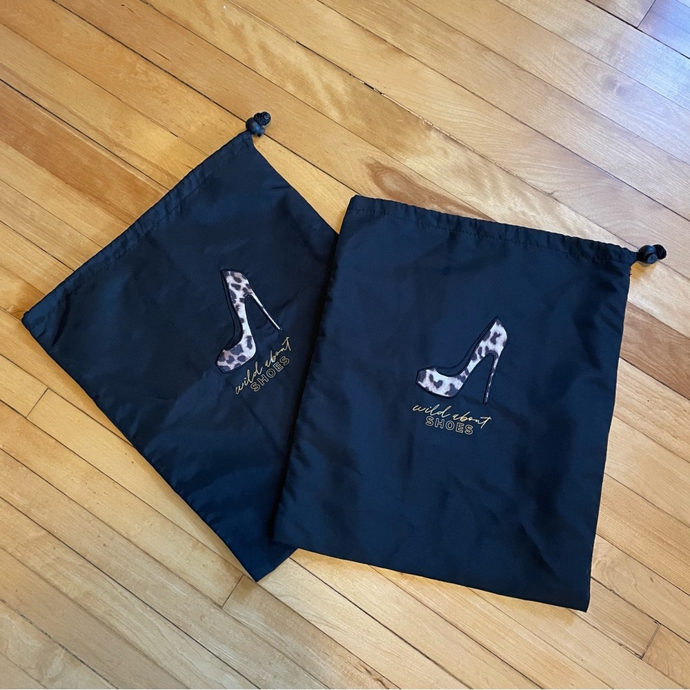 MIAMICA Set of 2 Travel Shoe Bags Dust Bag Closet Storage Black Leopard